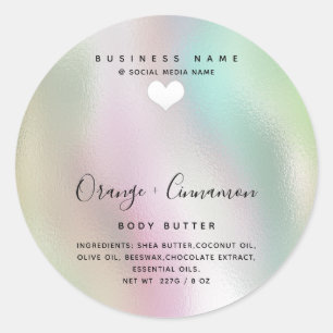 Simple modern  typography white heart Body butter  Classic Round Sticker