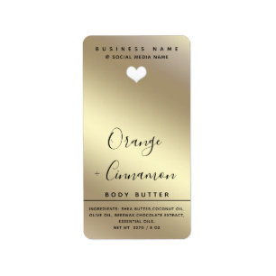 Simple modern  typography white heart Body butter  Label