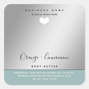 Simple modern typography white heart Body butter Square Sticker
