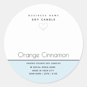 Simple modern typography white heart candle cl classic round sticker