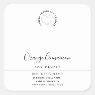 Simple modern  typography white heart  candle  squ square sticker