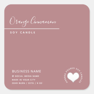 Simple modern typography white heart candle squa square sticker