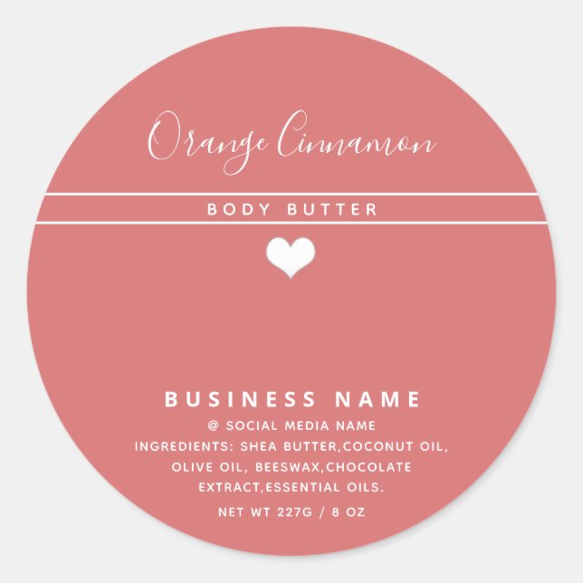 Simple modern  typography white heart   classic ro round sticker (Front)