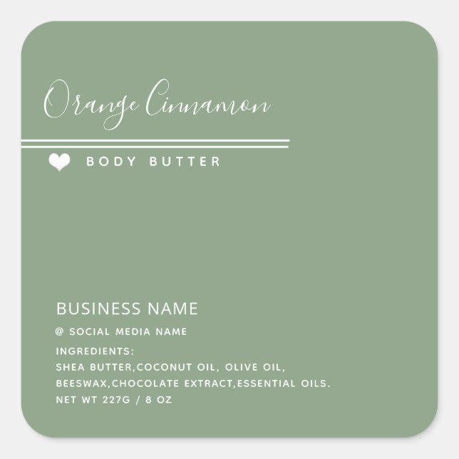 Simple modern  typography white heart  product   square sticker (Front)