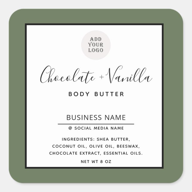 Simple modern typography white olive product   square sticker (Front)