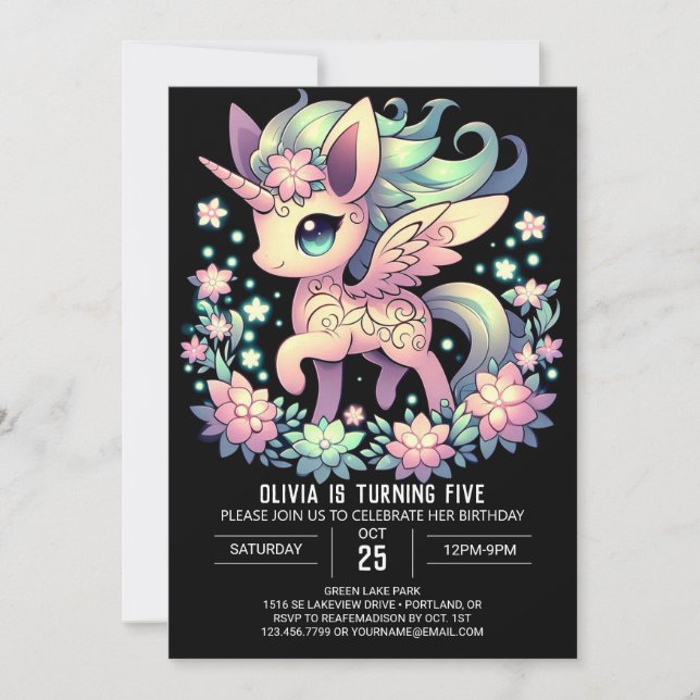 Simple Modern Unicorn Digital Birthday Invitation (Front)