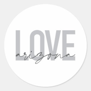 Simple, modern, urban, cool design Love Arizona Classic Round Sticker