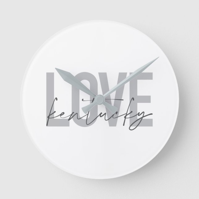Simple, modern, urban, cool design Love Kentucky Round Clock (Front)