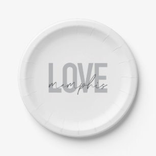 Simple, modern, urban, cool design Love Memphis Paper Plate