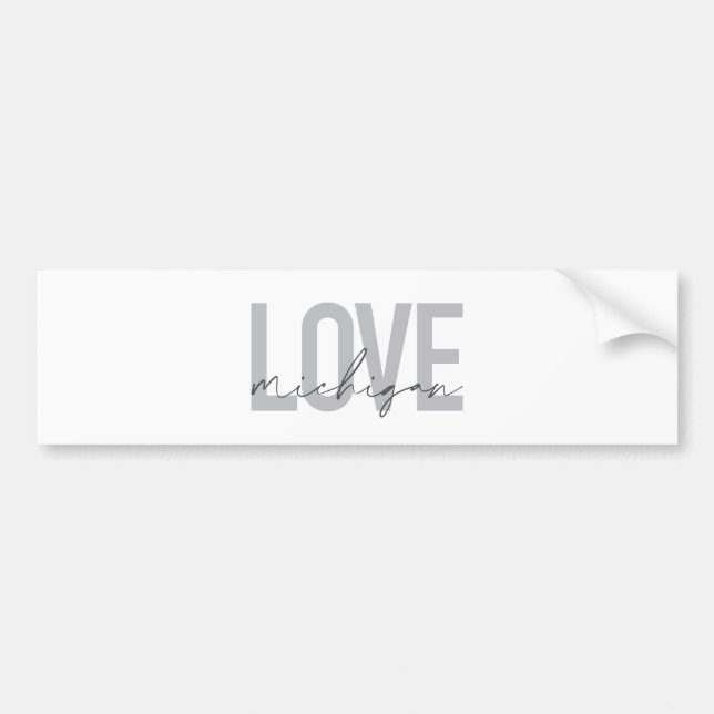 Simple, modern, urban, cool design Love Michigan Bumper Sticker (Front)