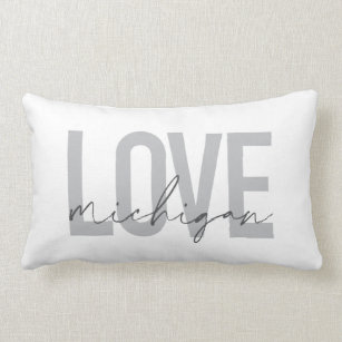 Simple, modern, urban, cool design Love Michigan Lumbar Cushion