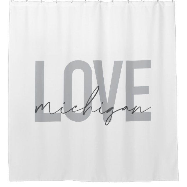 Simple, modern, urban, cool design Love Michigan Shower Curtain (Front)