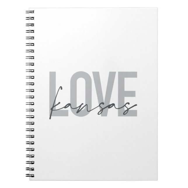 Simple, modern, urban, cool design of Love Kansas Notebook (Front)