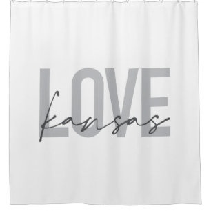 Simple, modern, urban, cool design of Love Kansas Shower Curtain