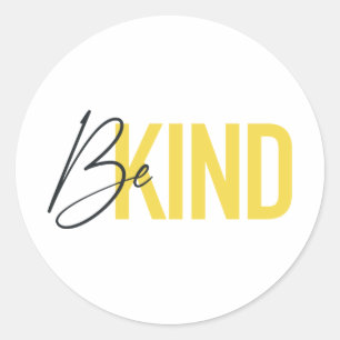 Simple, modern, urban cool vibrant design Be Kind Classic Round Sticker