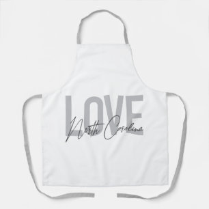 Simple, modern, urban design Love North Carolina Apron