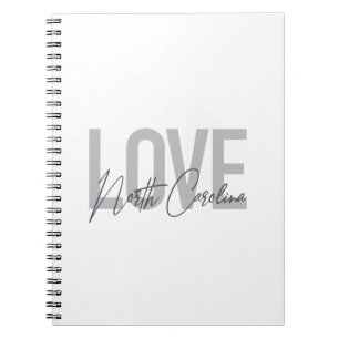 Simple, modern, urban design Love North Carolina Notebook
