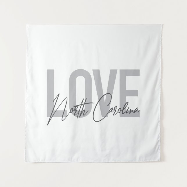 Simple, modern, urban design Love North Carolina Tapestry (Front)