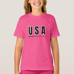 Simple Modern USA America Art Letter Flag Souvenir T-Shirt