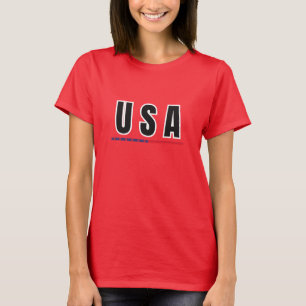 Simple Modern USA America Art Letter Flag Souvenir T-Shirt