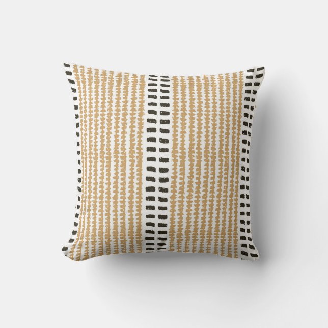 Simple modern versatile stripes yellow black contr cushion (Front)