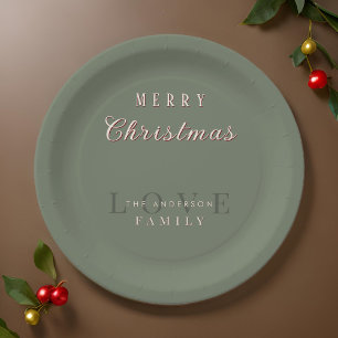 Simple Modern Vintage Typography Merry Christmas Paper Plate