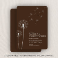 Simple Modern Walnut Brown Dandelion Wedding