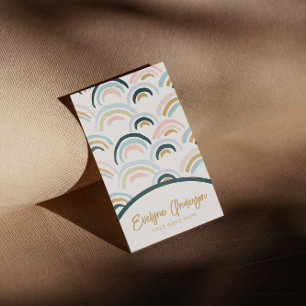 Simple Modern Watercolor Abstract Rainbow Boho  Business Card