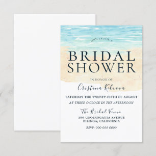 Simple Modern Watercolor Beach Bridal Shower Invitation