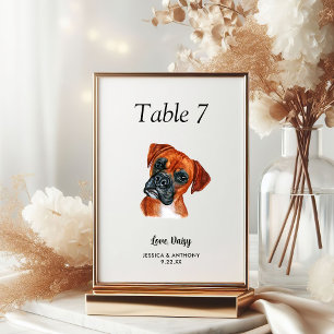 Simple Modern Watercolor Dog Wedding  Table Number