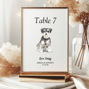 Simple Modern Watercolor Dog Wedding  Table Number