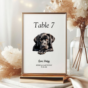 Simple Modern Watercolor Dog Wedding  Table Number