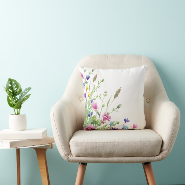 Simple Modern Watercolor Floral  Cushion (Chair)