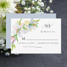 Simple Modern Watercolor Floral RSVP Wedding Card