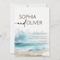 Simple Modern Watercolor Seaside Coastal Wedding