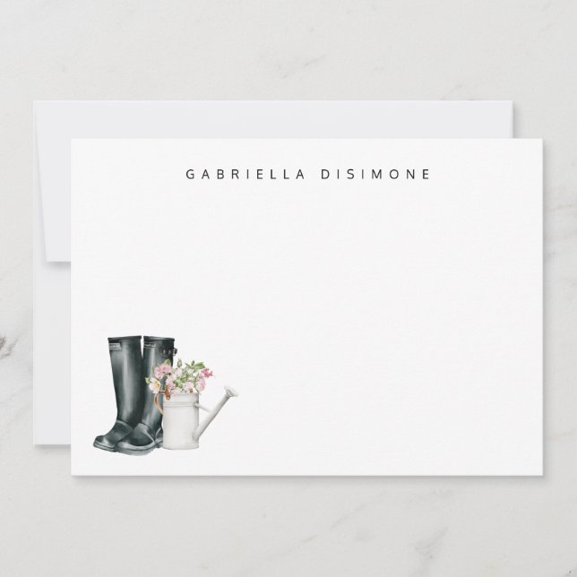 Simple Modern Watering Can Floral Personalised  Card (Front)