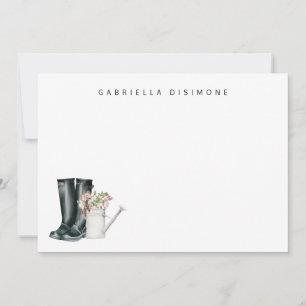Simple Modern Watering Can Floral Personalised  Card