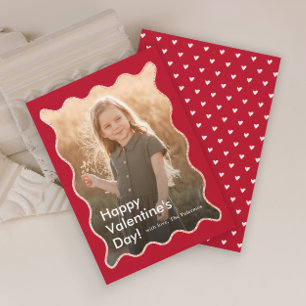 Simple Modern Wavy Photo Valentine's Holiday Card