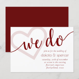 Simple Modern We Do Candy Red Flourish Script Invitation
