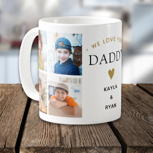 Simple Modern We Love You Daddy 8 Photo Collage    Coffee Mug
