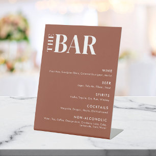 Simple Modern Wedding Bar Menu Pedestal Sign