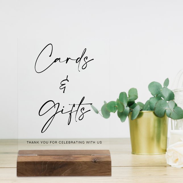 Simple Modern Wedding Cards and Gifts Table Acrylic Sign (Simple Modern Wedding Cards and Gifts Table Acrylic Sign)
