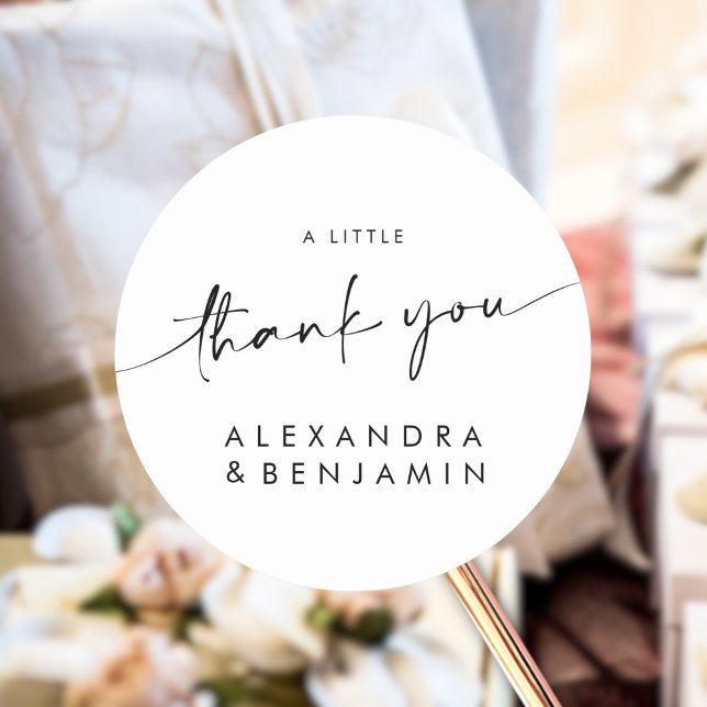 Simple Modern Wedding Classic a Sweet Thank You Classic Round Sticker (Creator Uploaded)