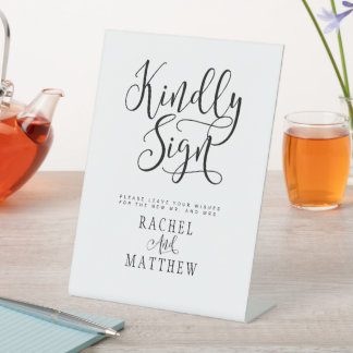 Simple&Modern Wedding Guestbook Pedestal Sign