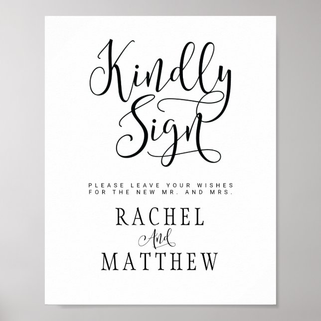 Simple&Modern Wedding Guestbook Sign Value Poster (Front)