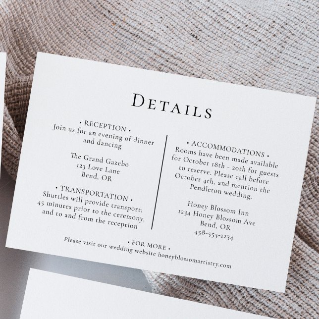 Simple Modern Wedding Horizontal Details Enclosure Card (Creator Uploaded)