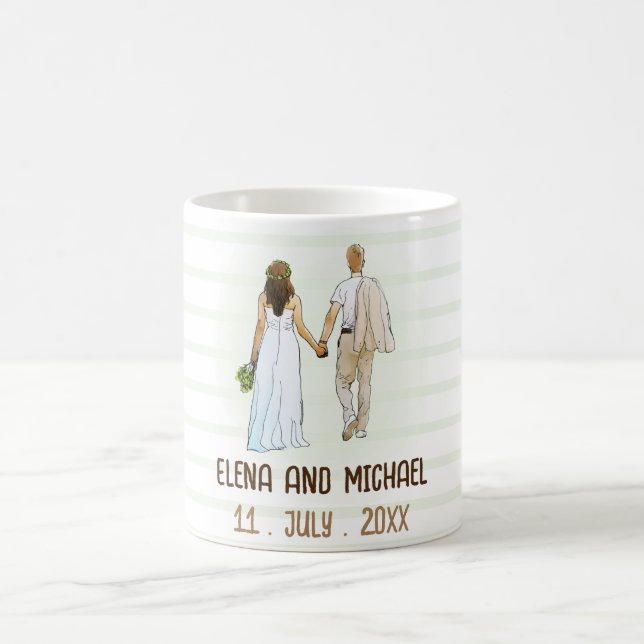 Simple Modern Wedding Illustration Coffee Mug (Center)