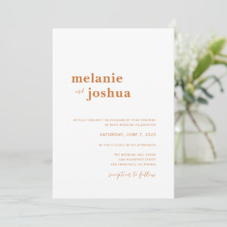 Simple Modern Wedding Invitation | Copper Orange