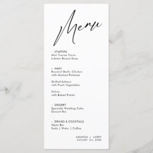 Simple & Modern Wedding Menu Card