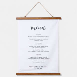 Simple Modern Wedding Menu Hanging Tapestry